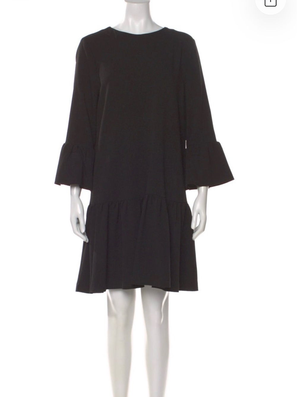 Ganni Black Ruffle-Hem Mini Dress